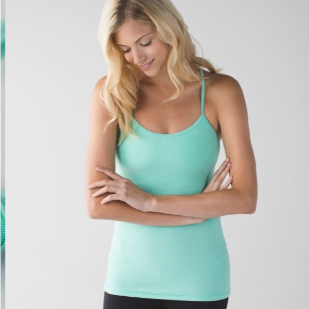 Lululemon Power Y Tank Heathered Menthol Teal Blue Tank Top Size 10